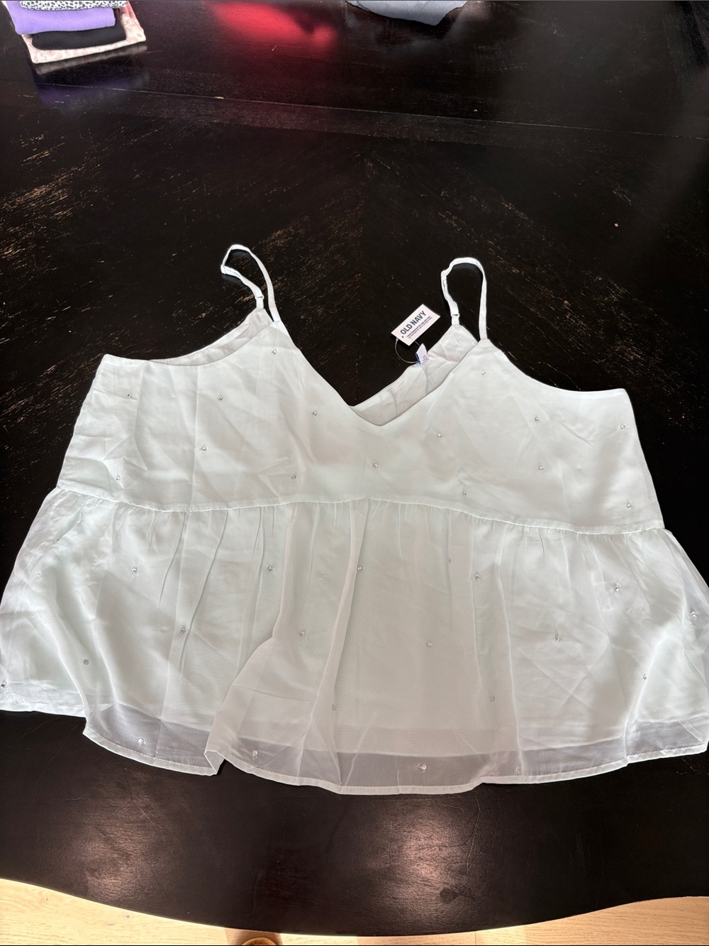 Old Navy mint Embellished Sheer Peplum Tank Top